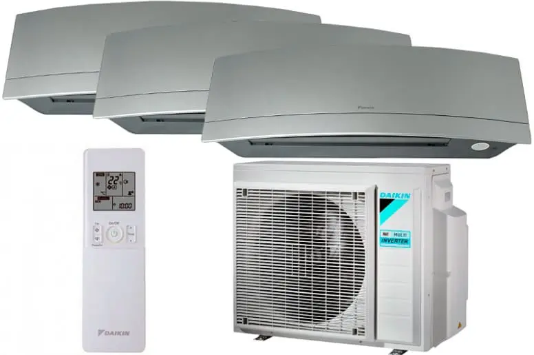 Daikin heat pump with three indoor units and remote control